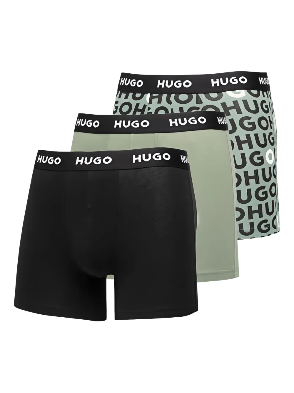 HUGO logo-waistband briefs (pack of three) | Green | Image 1
