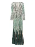 Elie Saab embroidered tulle long dress - Blue