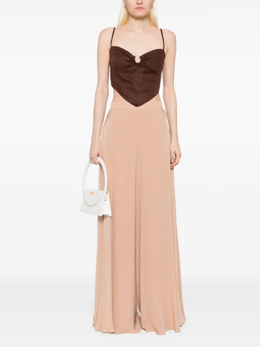 Elie Saab silk palazzo pants Beige
