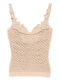 Elie Saab mesh-embellished top - Neutrals