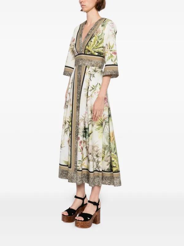 Elie Saab Printed Cotton Midi Dress Foulard40 Printed Cotton - 38