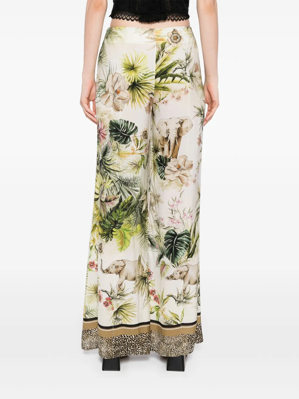 Elie Saab savannah-print chiffon pants Wit