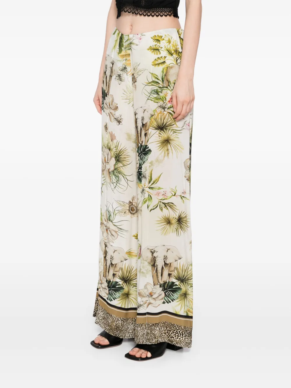 Elie Saab savannah-print chiffon pants Wit