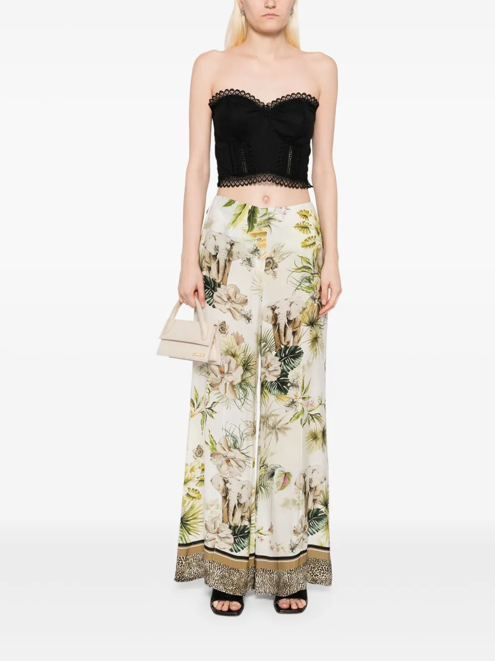 Elie Saab savannah-print chiffon pants Wit