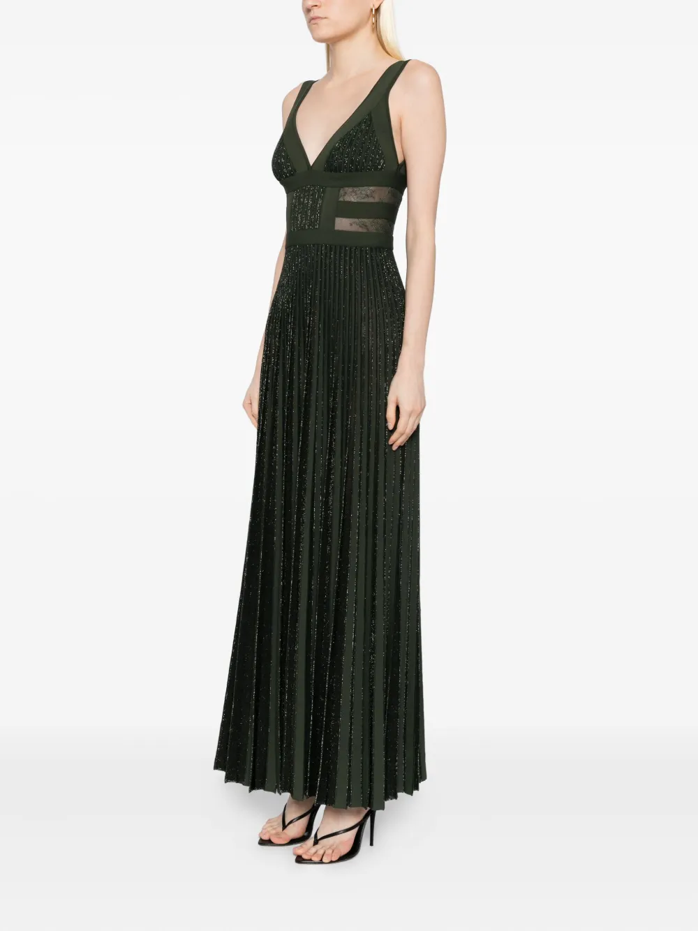 Elie Saab lace-insert dress Groen