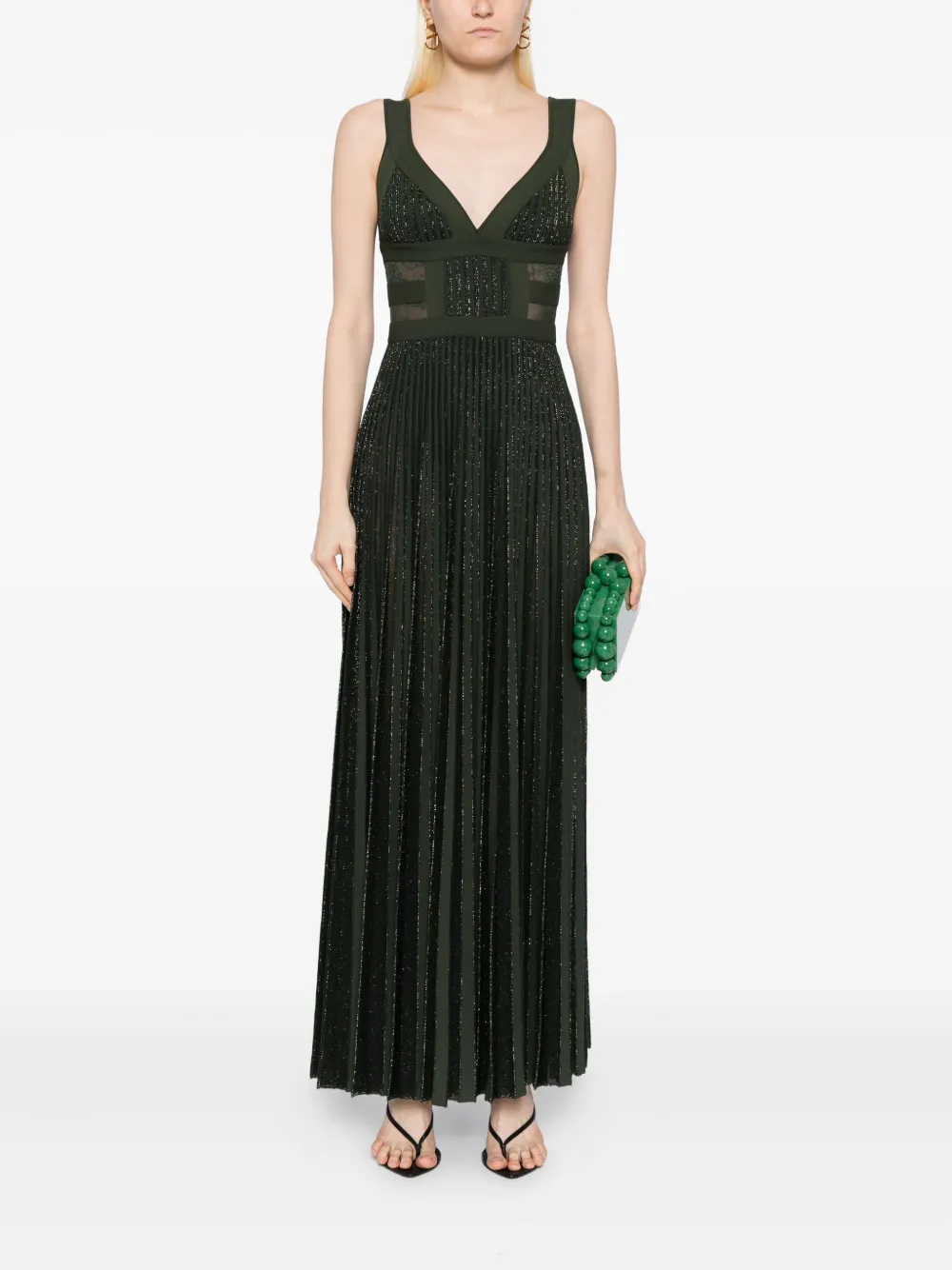 Elie Saab lace-insert dress Groen