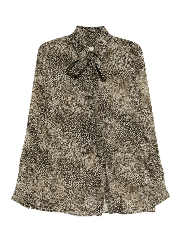 Elie Saab Animalier-print Shirt in Brown