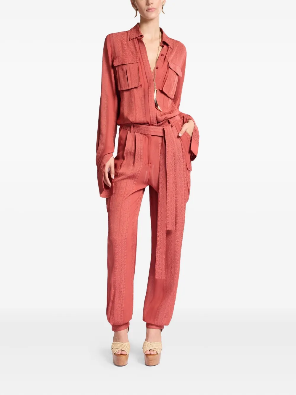 Elie Saab jacquard jumpsuit - Rood