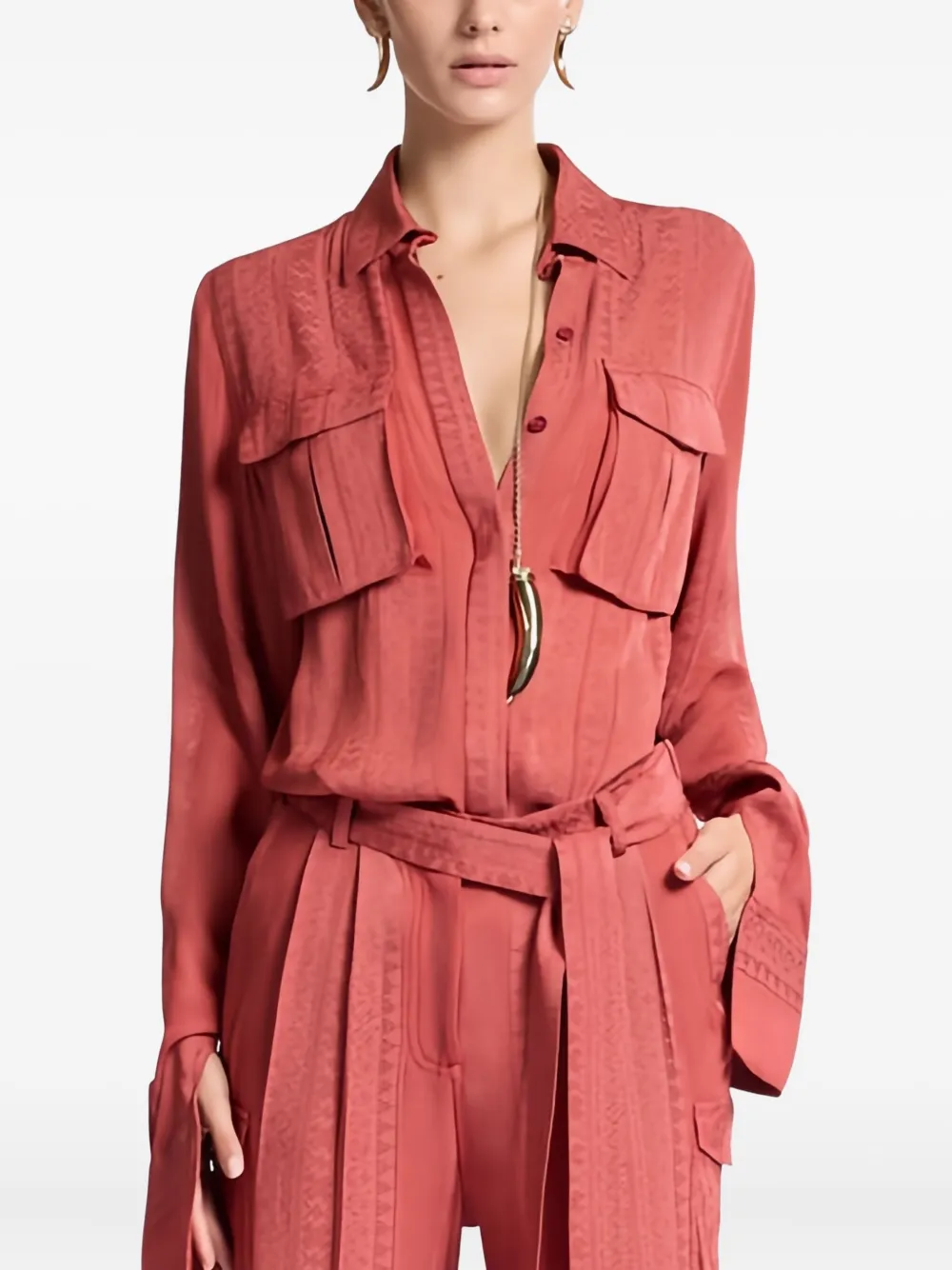 Elie Saab jacquard jumpsuit - Rosso