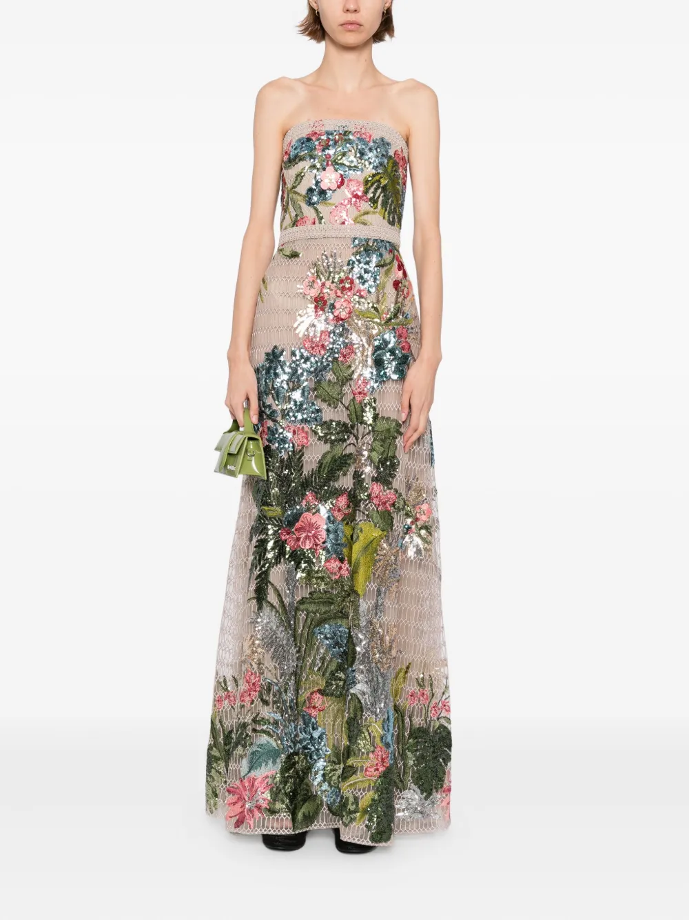 Elie Saab Tulen jurk Beige