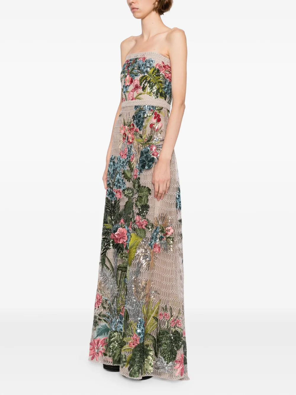 Elie Saab Tulen jurk Beige