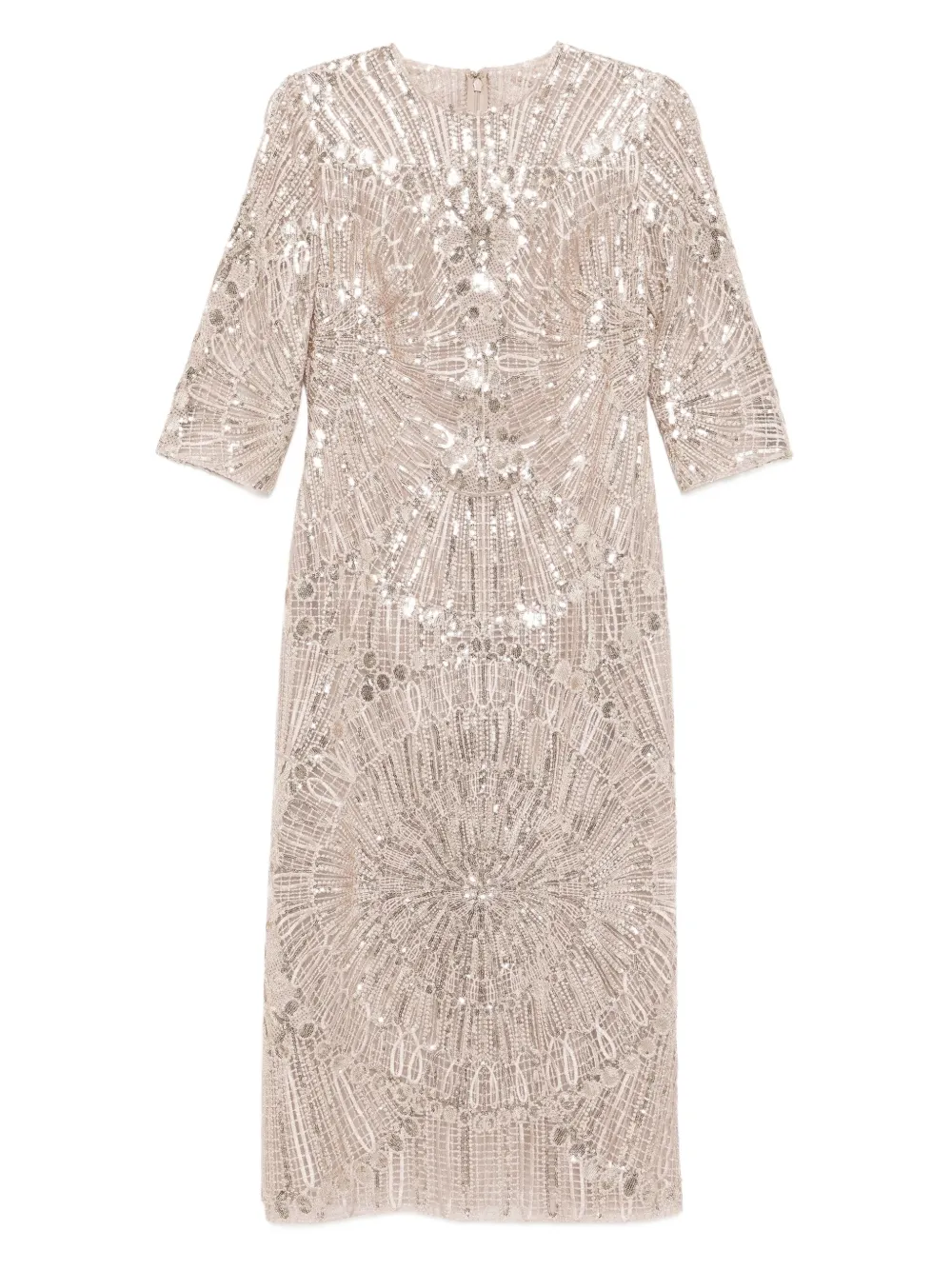 Elie Saab embroidered midi dress Grijs