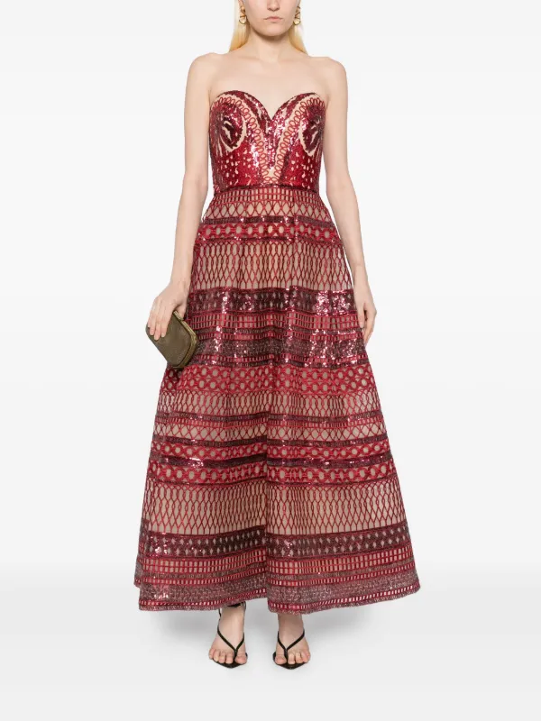 Elie Saab heart-shaped Embroidered Dress | Red | FARFETCH BH