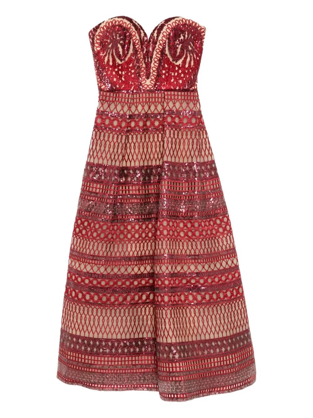 Elie Saab heart-shaped embroidered dress Rood