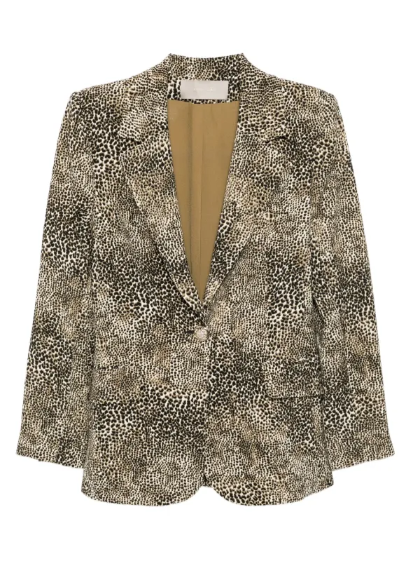 Elie Saab Animalier-print Blazer in Brown