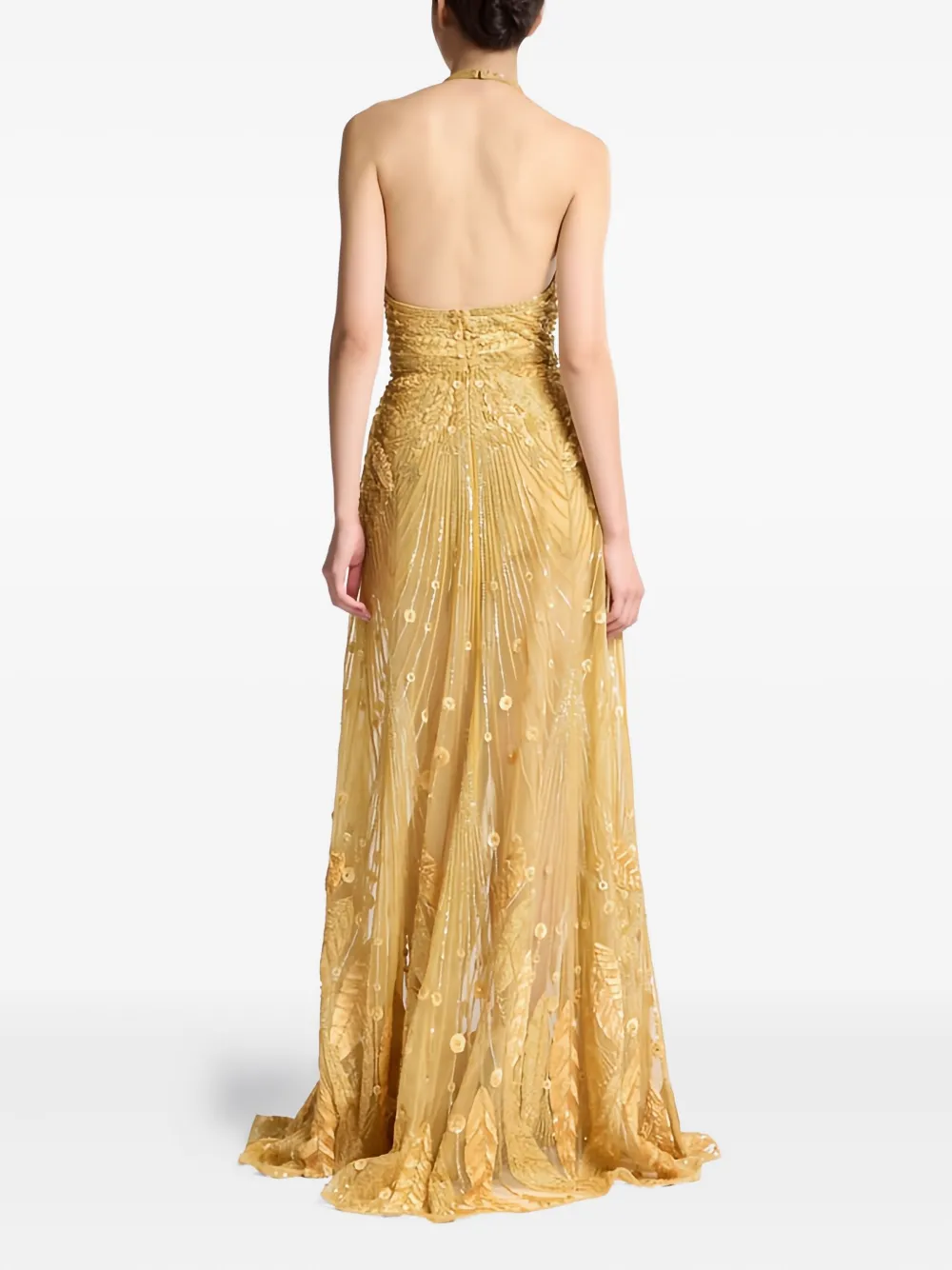 Elie Saab beaded halter-neck dress - Goud