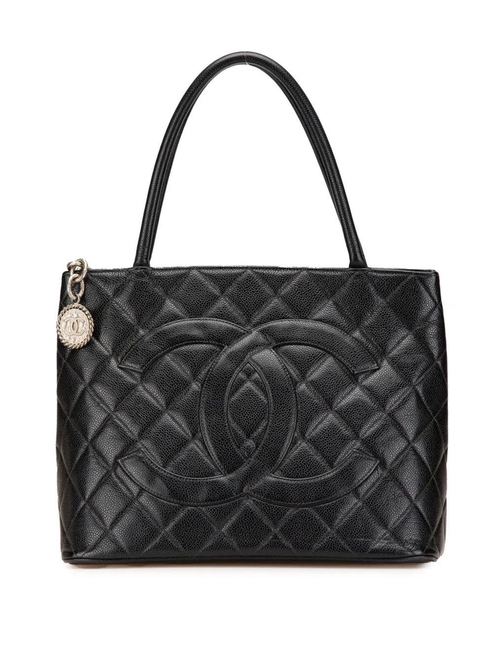 CHANEL Pre-Owned 1997-1999 キャビア メダリオン ハンドバッグ - ブラック CHANEL Pre-Owned 1997-1999 キャビア メダリオン ハンドバッグ - ブラック