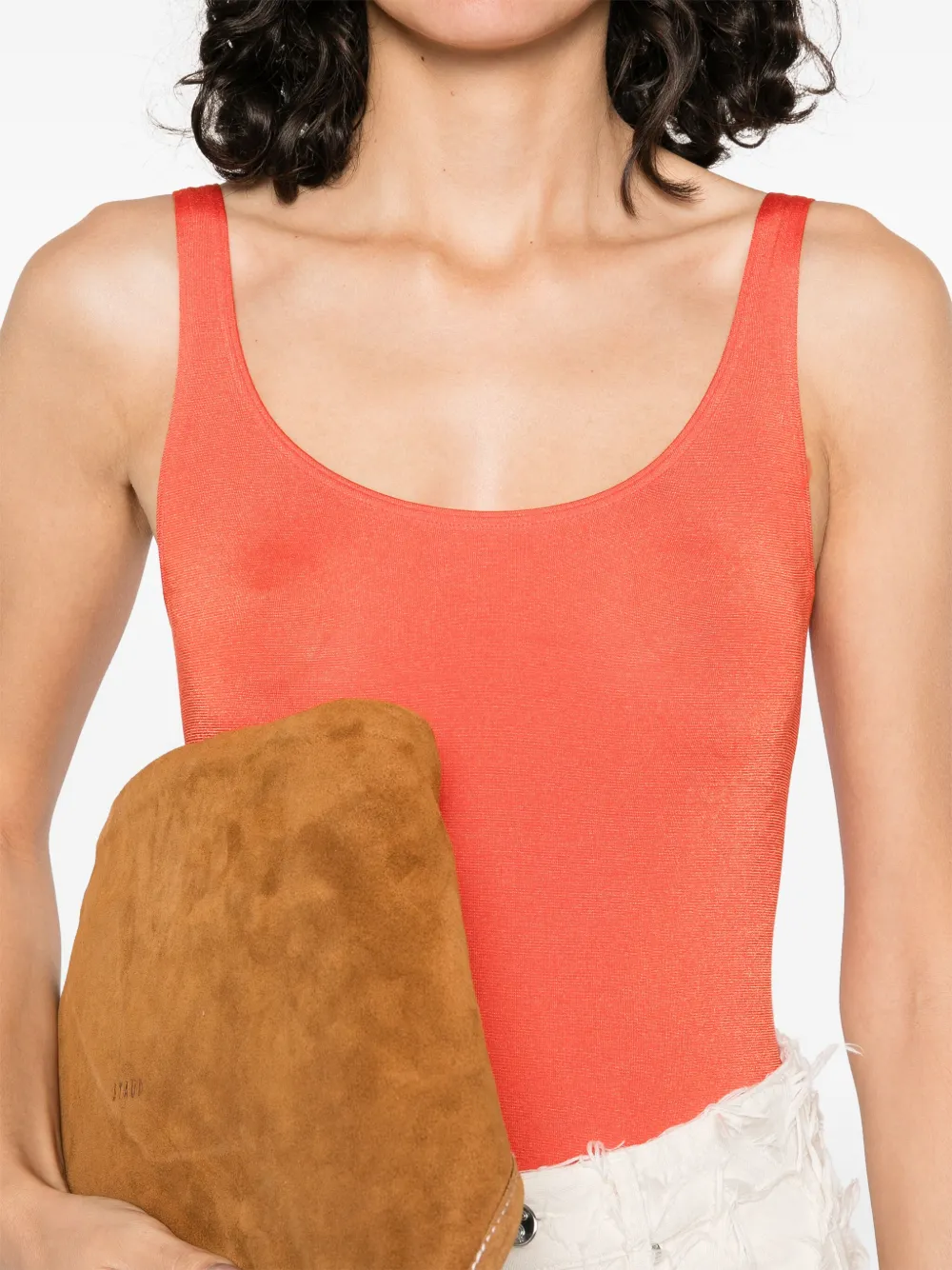 Wolford Body met diepe ronde hals Rood