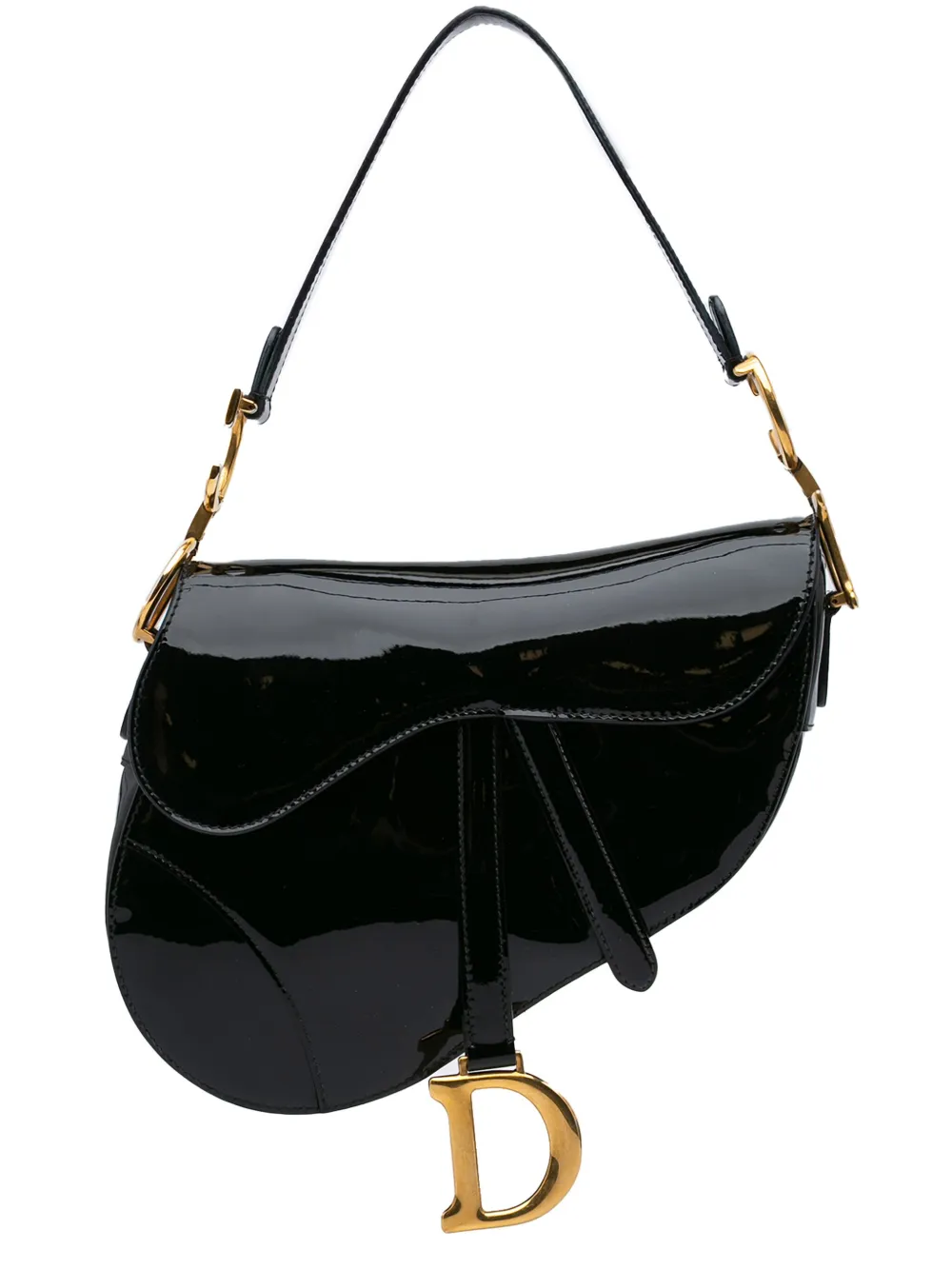 Christian Dior Pre-Owned 2019 パテント サドル ショルダーバッグ - ブラック Christian Dior Pre-Owned 2019 パテント サドル ショルダーバッグ - ブラック