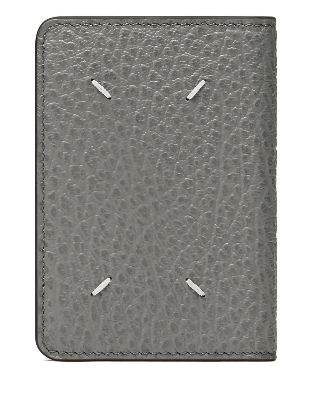 Maison Margiela Embossed Grainy-leather Card Holder In Gray