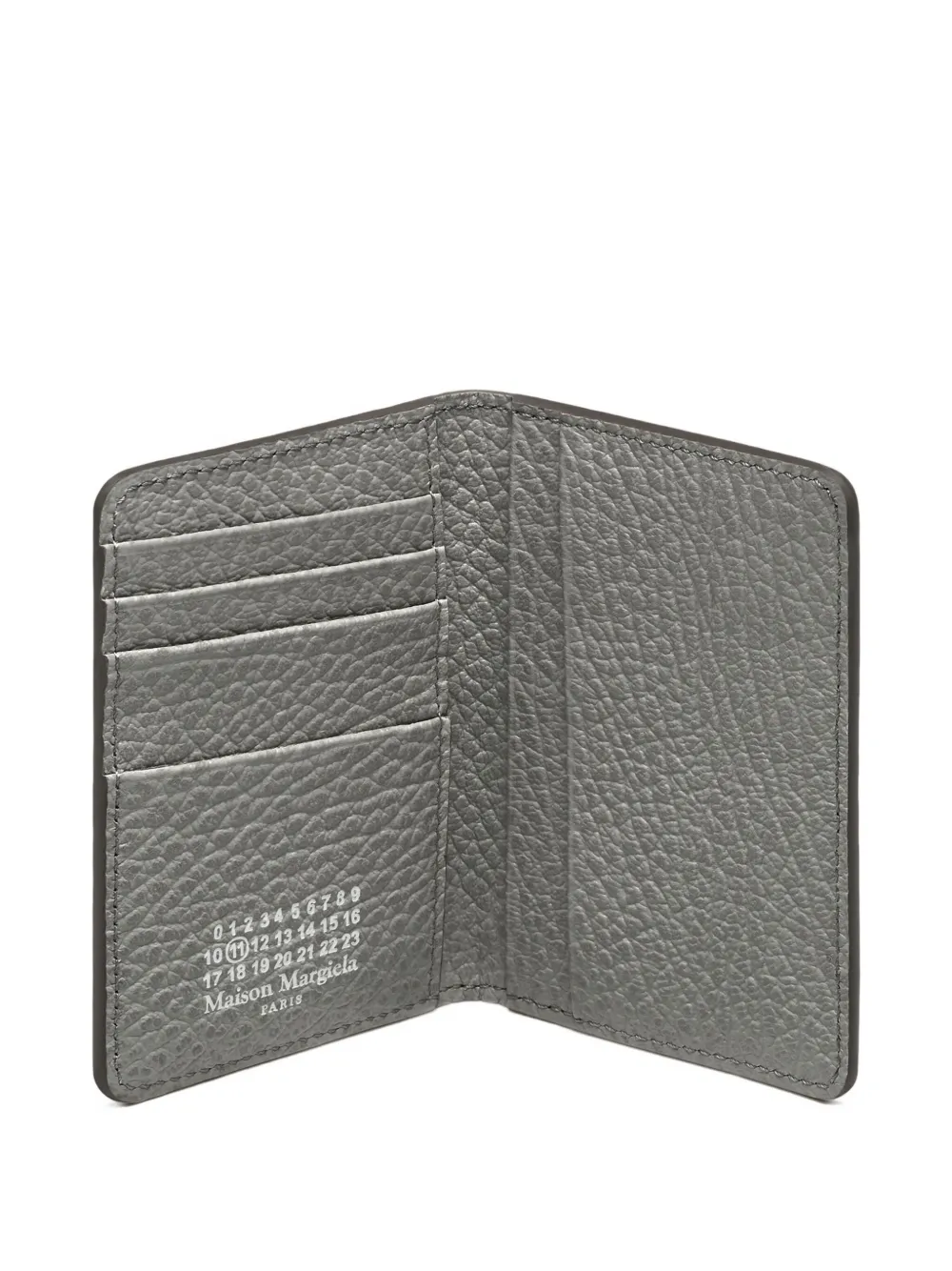 Maison Margiela Embossed Grainy-leather Card Holder In Gray