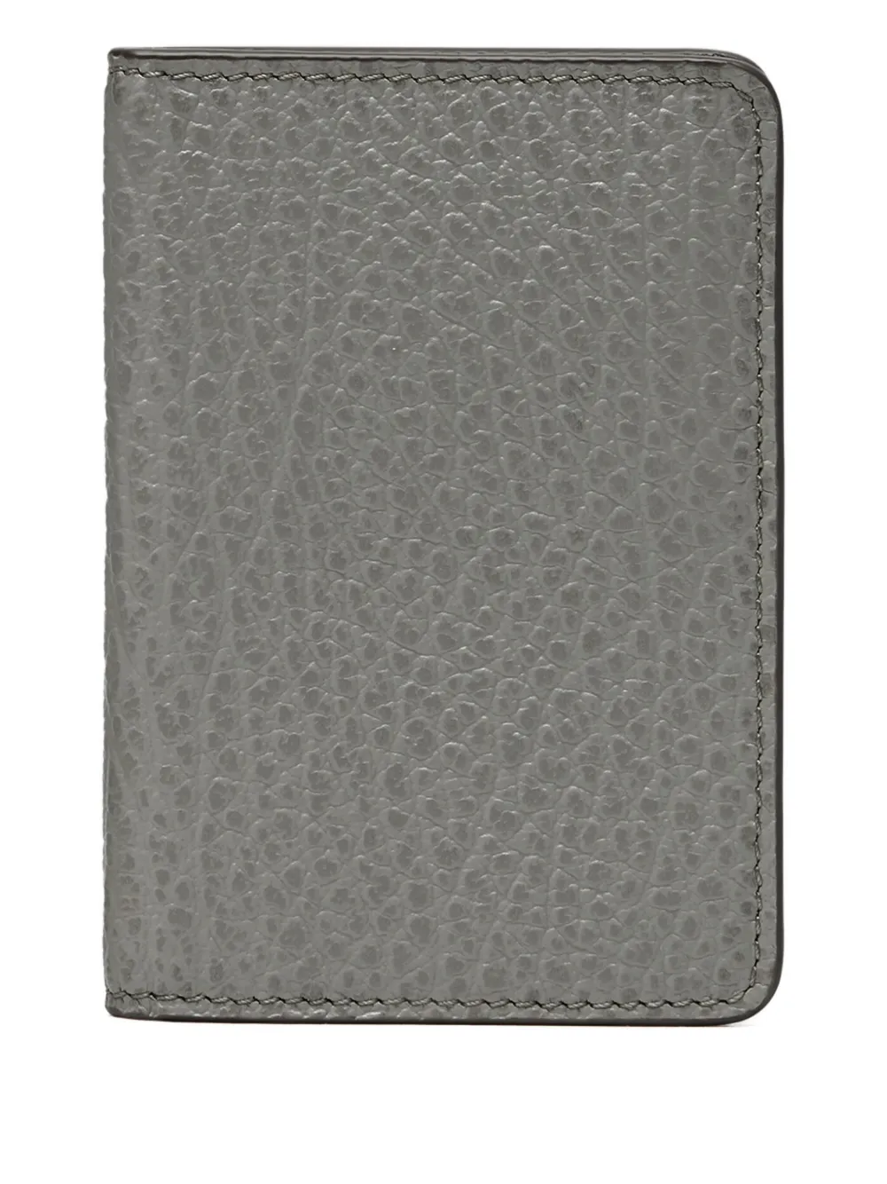 Maison Margiela Embossed Grainy-leather Card Holder In Gray