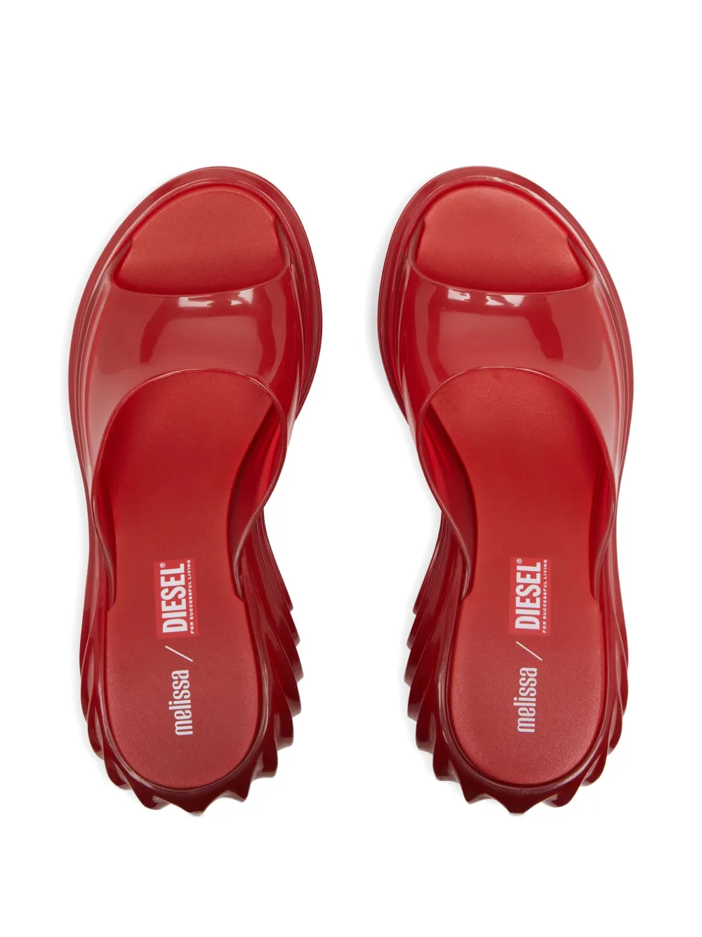 Diesel x Melissa platform wave sandals Red