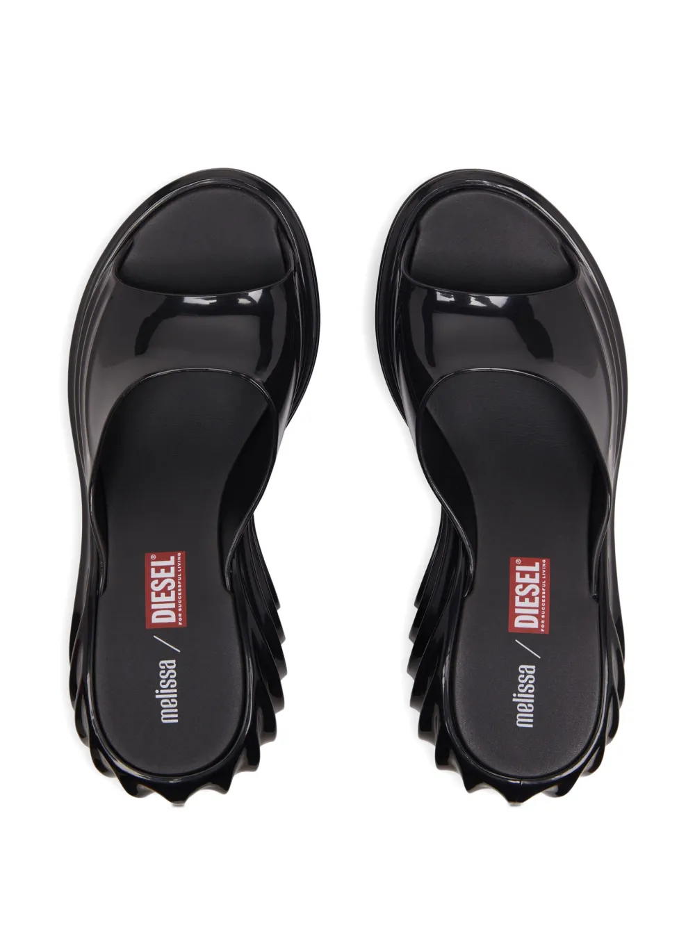 Diesel x Melissa platform wave sandals Black