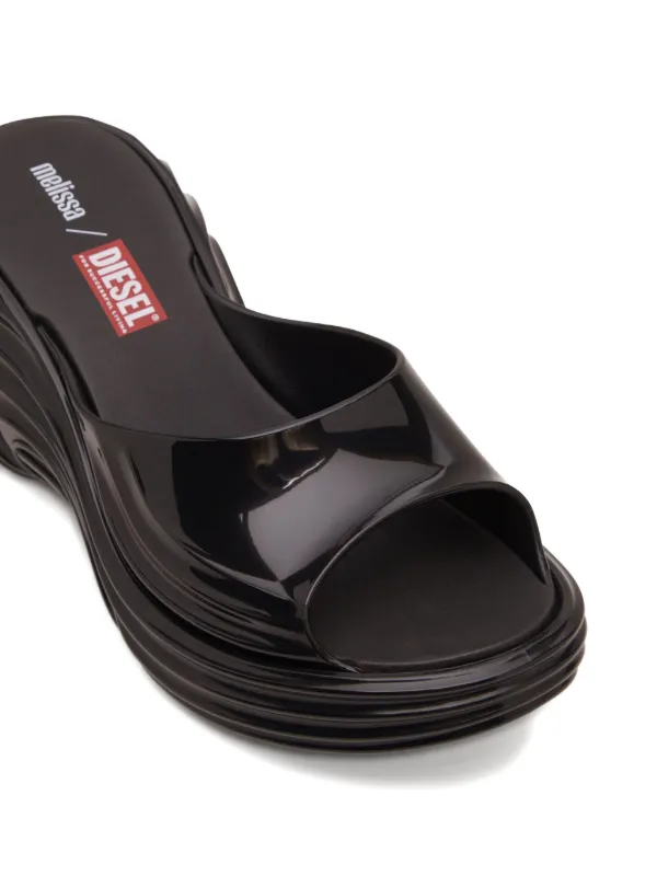Diesel x Melissa Platform Wave Sandals | Black | FARFETCH