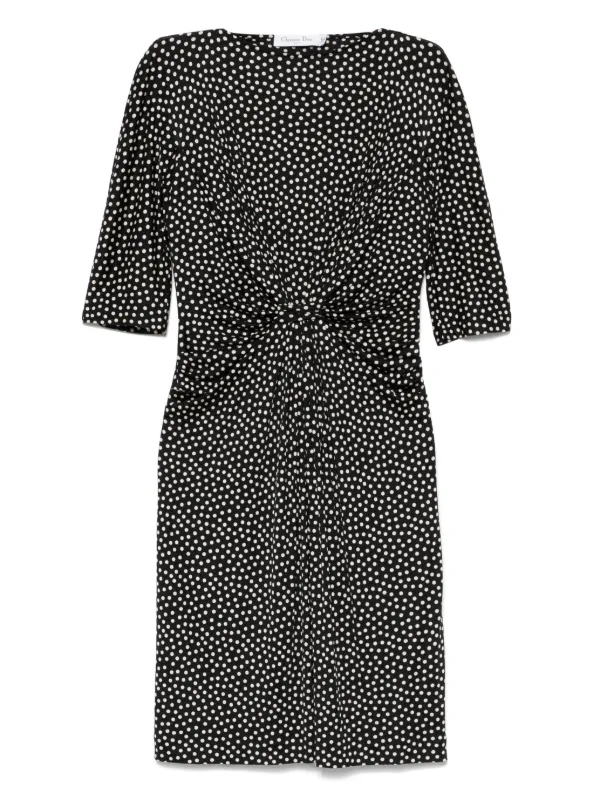 knee length dresses for ladies Christian Dior 1950's Black Wrap Satin Dress – Vintage Grace main image 0