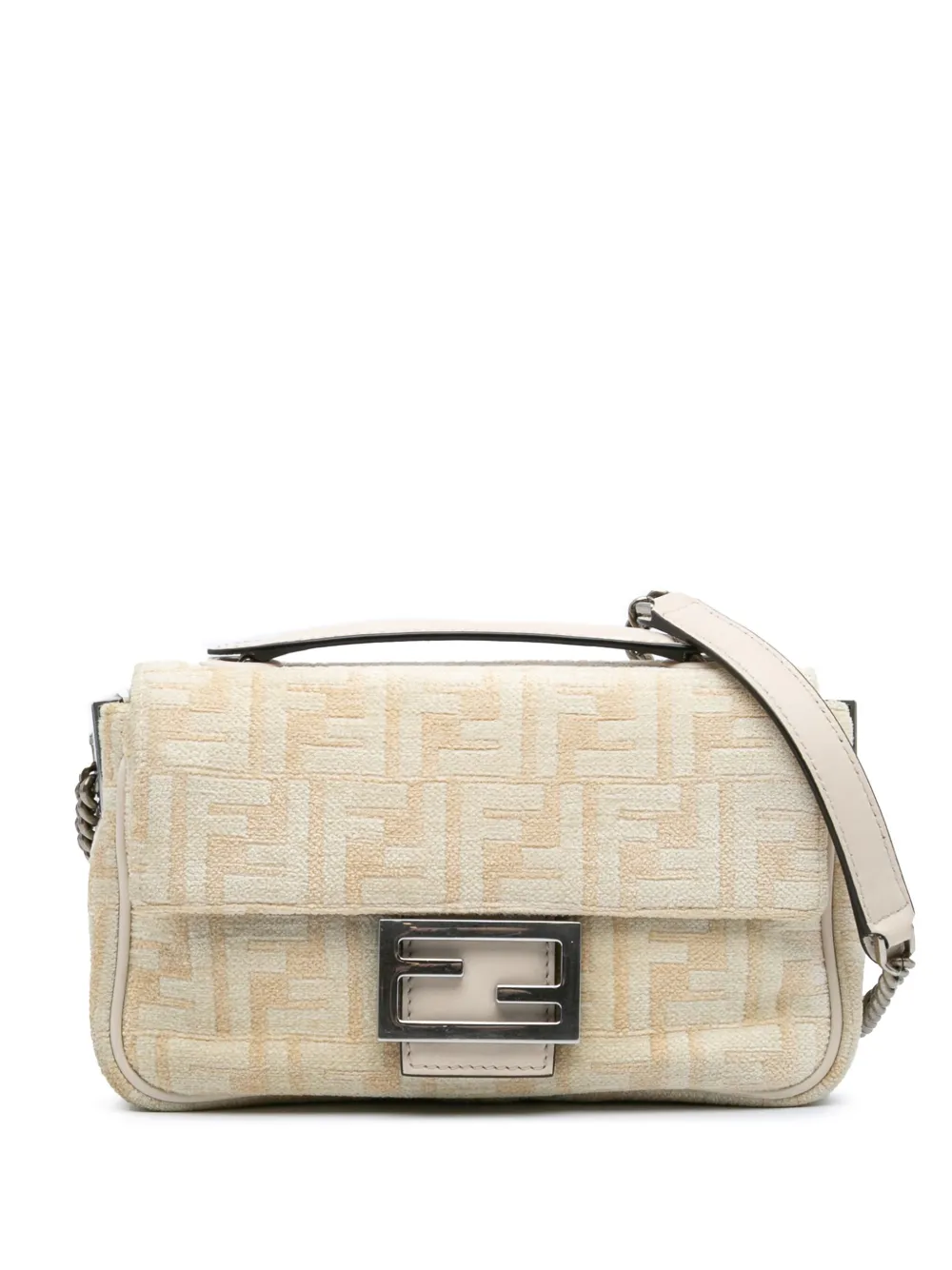 Fendi Pre-Owned 2010-2024 FF Chenille and Vitello Seta Chain Midi Baguette shoulder bag | Brown | Image 1