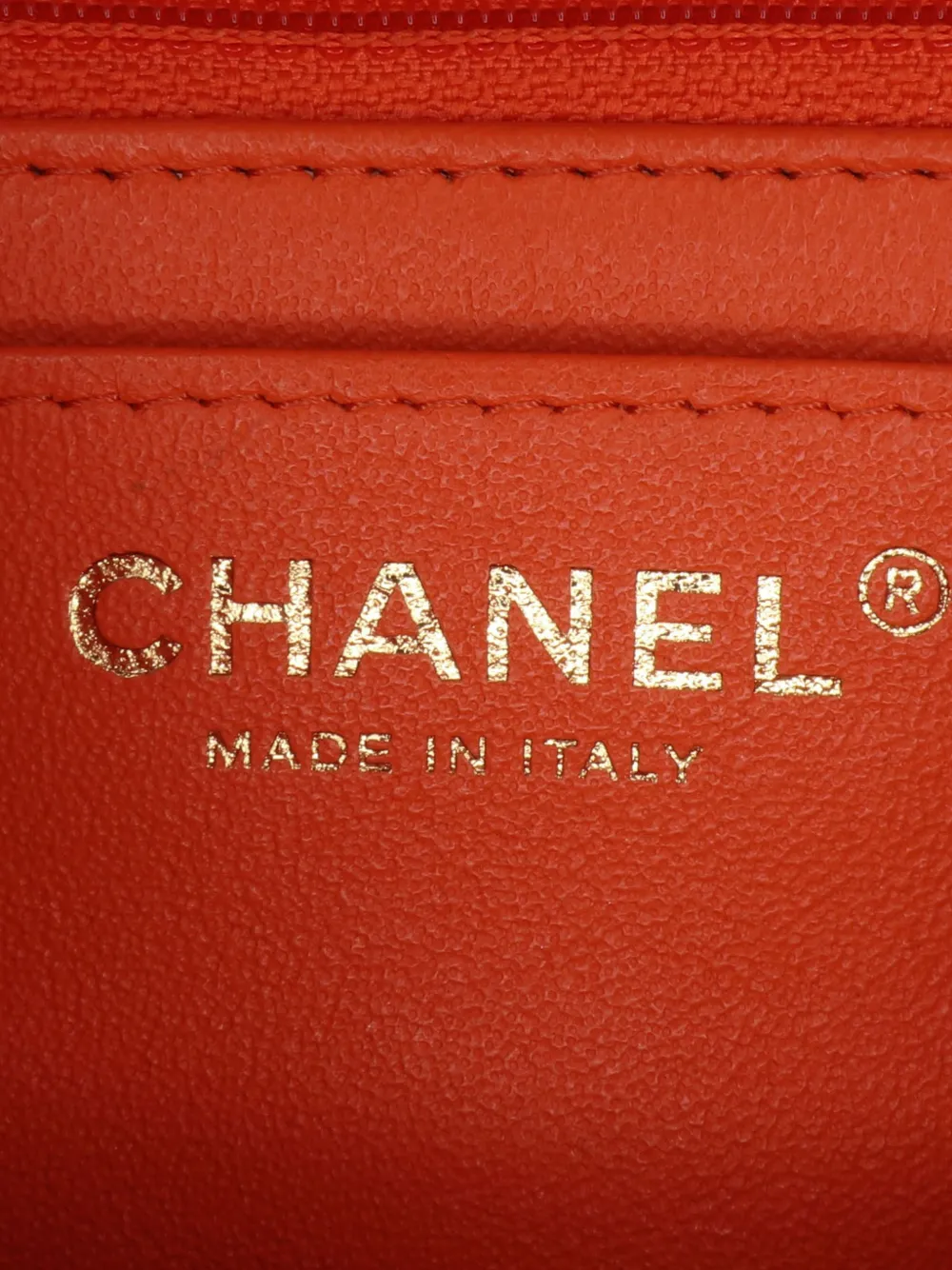 Pre-owned Chanel 2020 Mini Square Classic Lambskin Single Flap Crossbody Bag In Orange