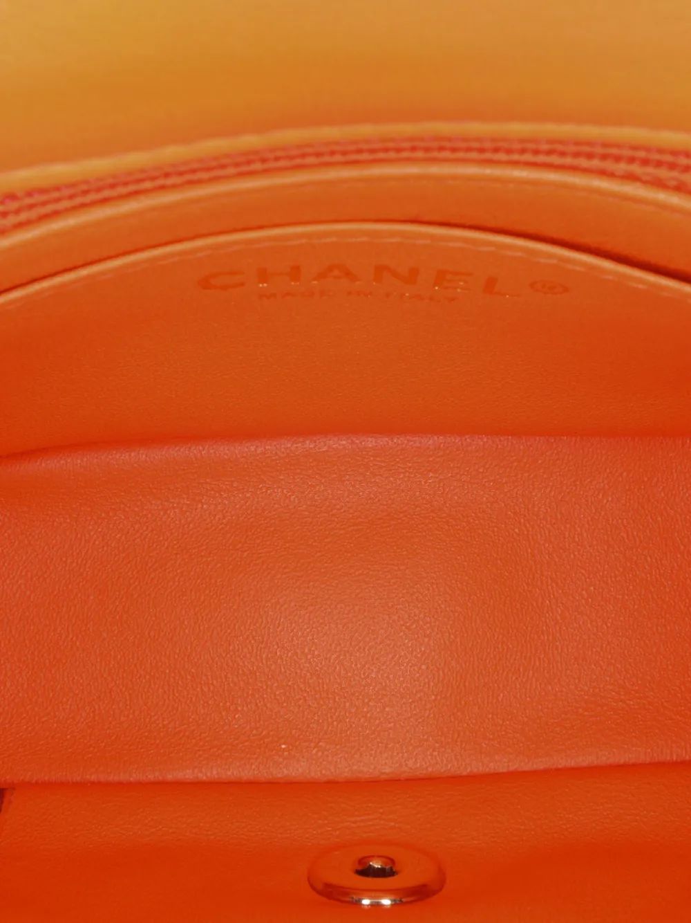 Pre-owned Chanel 2020 Mini Square Classic Lambskin Single Flap Crossbody Bag In Orange