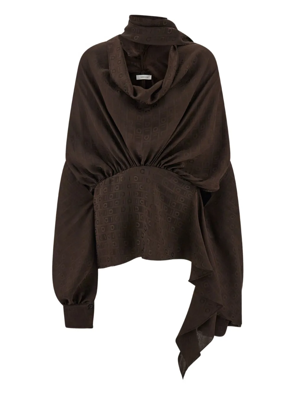 Ferragamo monogram silk blouse - ブラウン Ferragamo monogram silk blouse - ブラウン