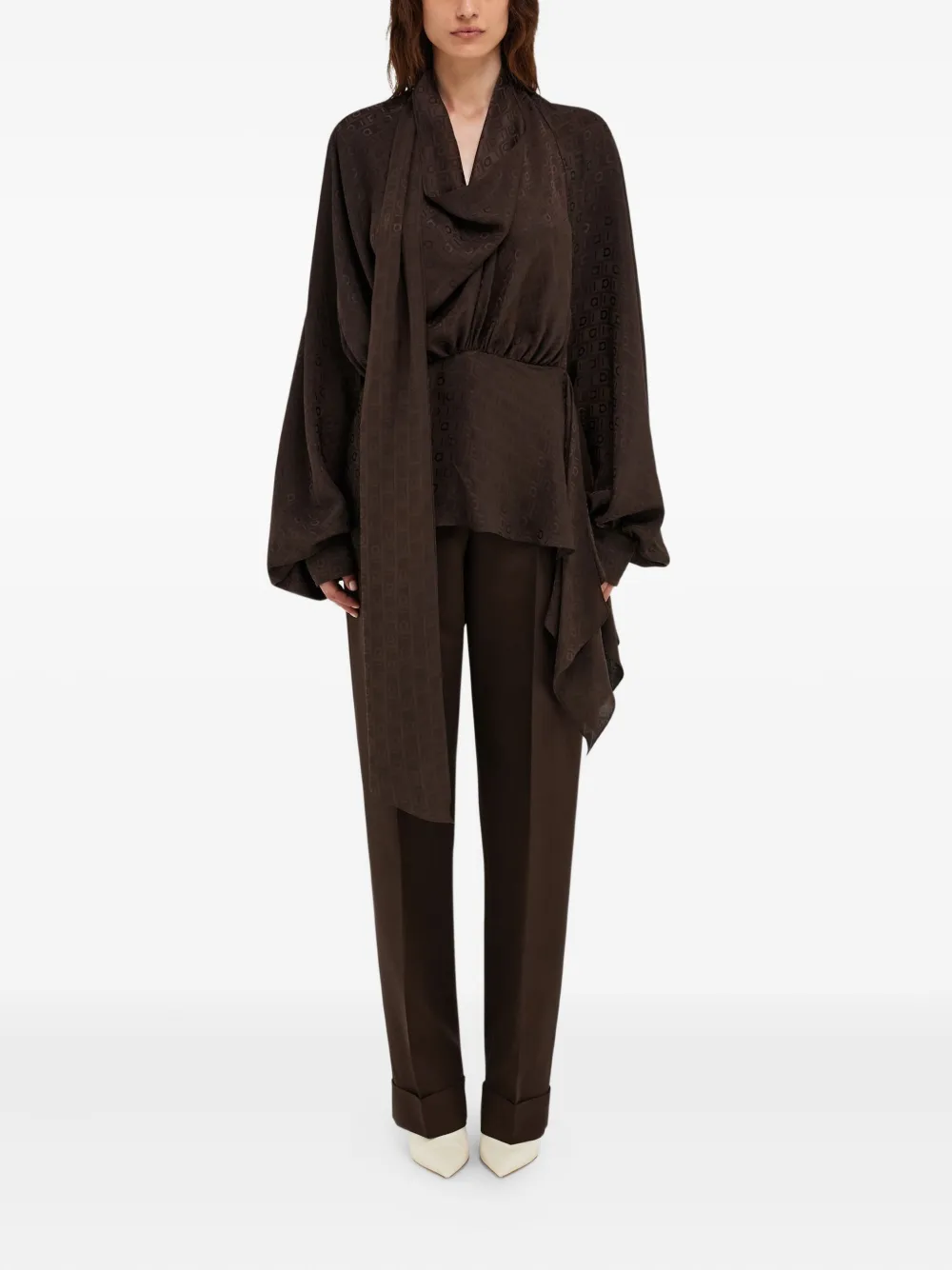 Ferragamo monogram silk blouse - Bruin