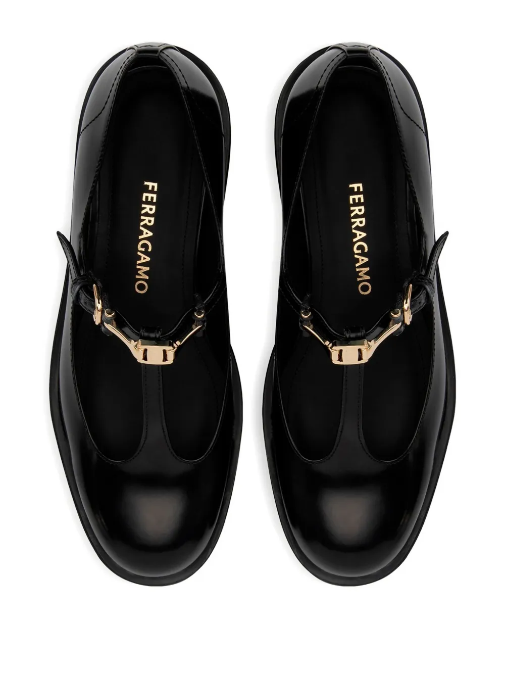 Ferragamo Mary Jane pumps met F-gesp Zwart