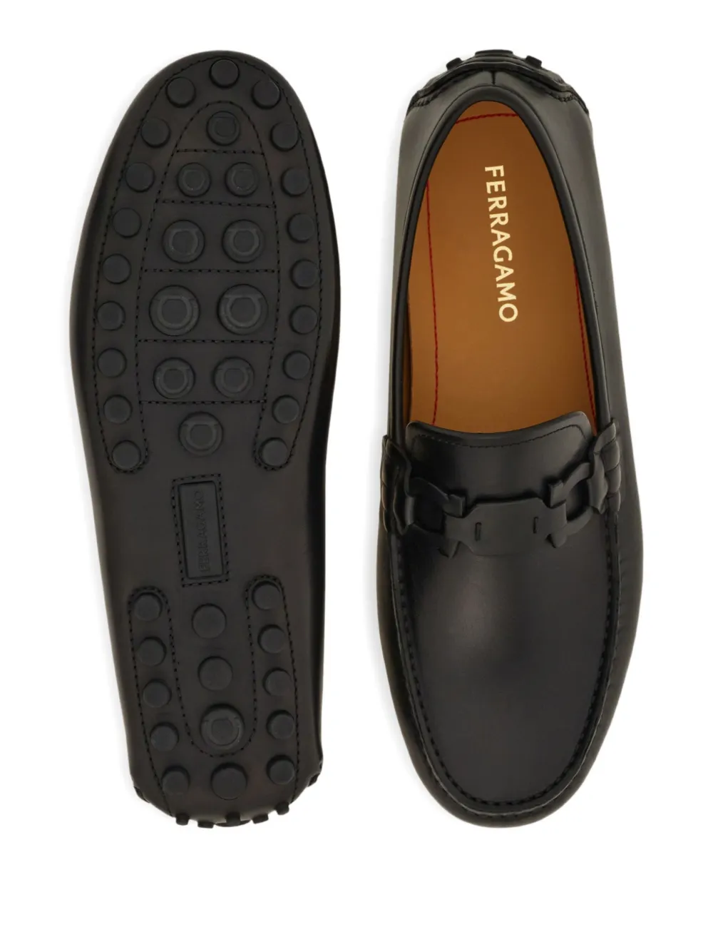 Ferragamo Gancini ornament loafers Zwart