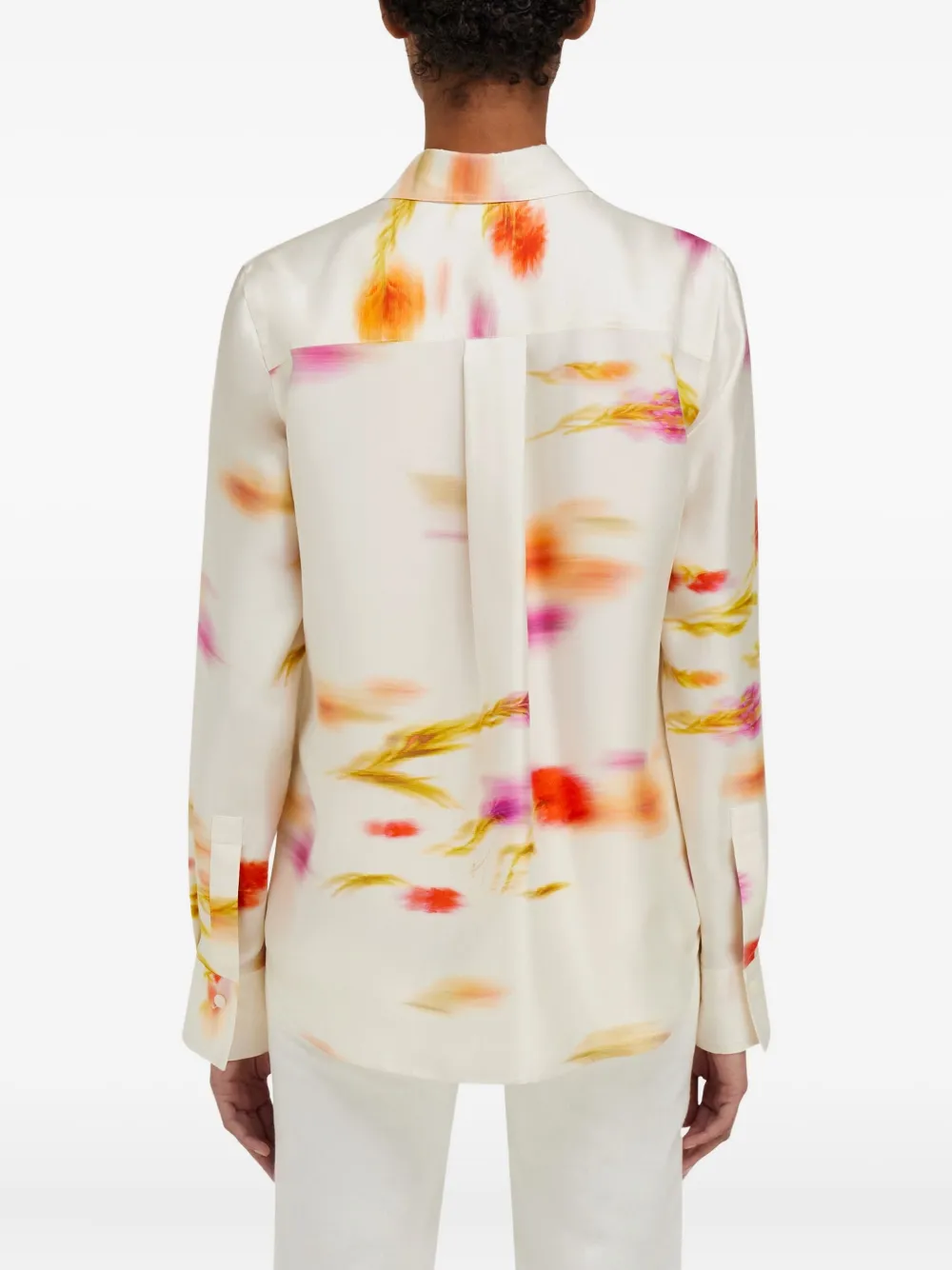 Ferragamo Blouse met Blossom-print en lange mouwen Wit