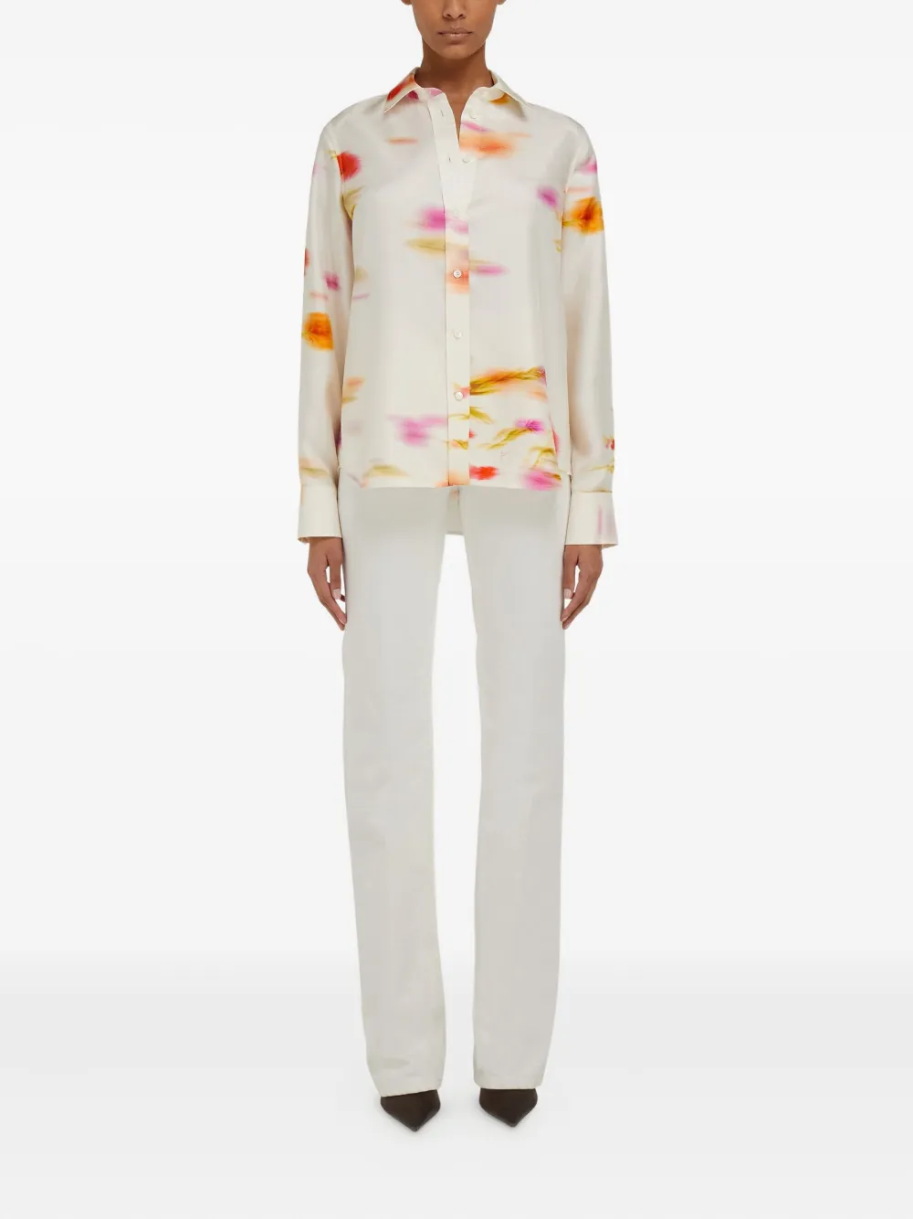Ferragamo Blossom print long sleeve shirt - Wit