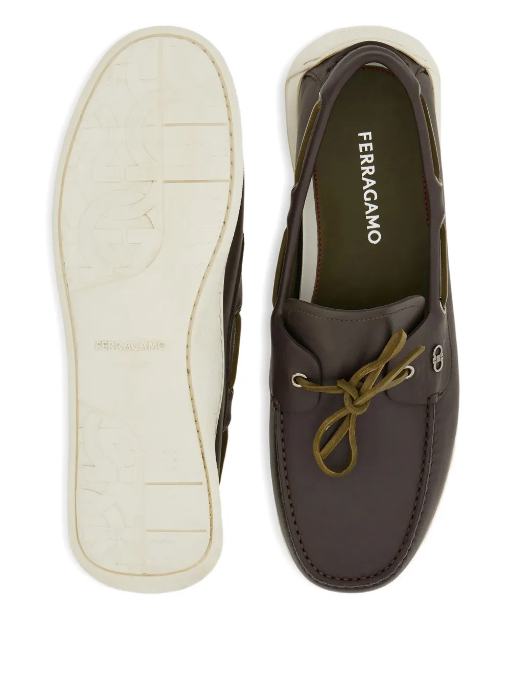 Ferragamo Gancini-plaque boat shoes Brown