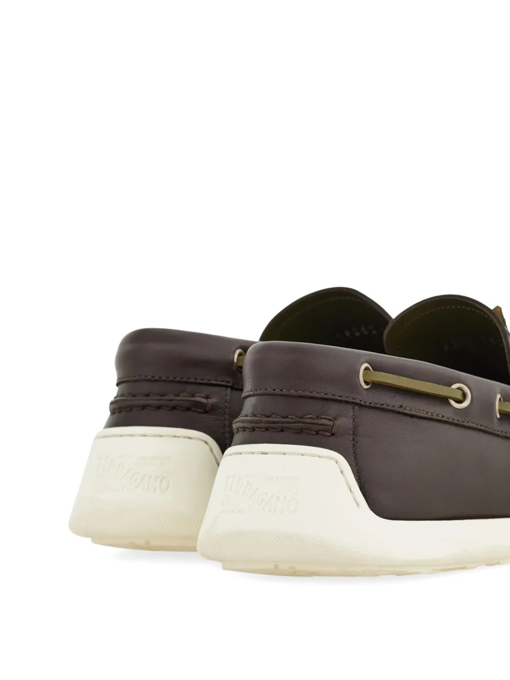 Ferragamo Gancini-plaque boat shoes Brown