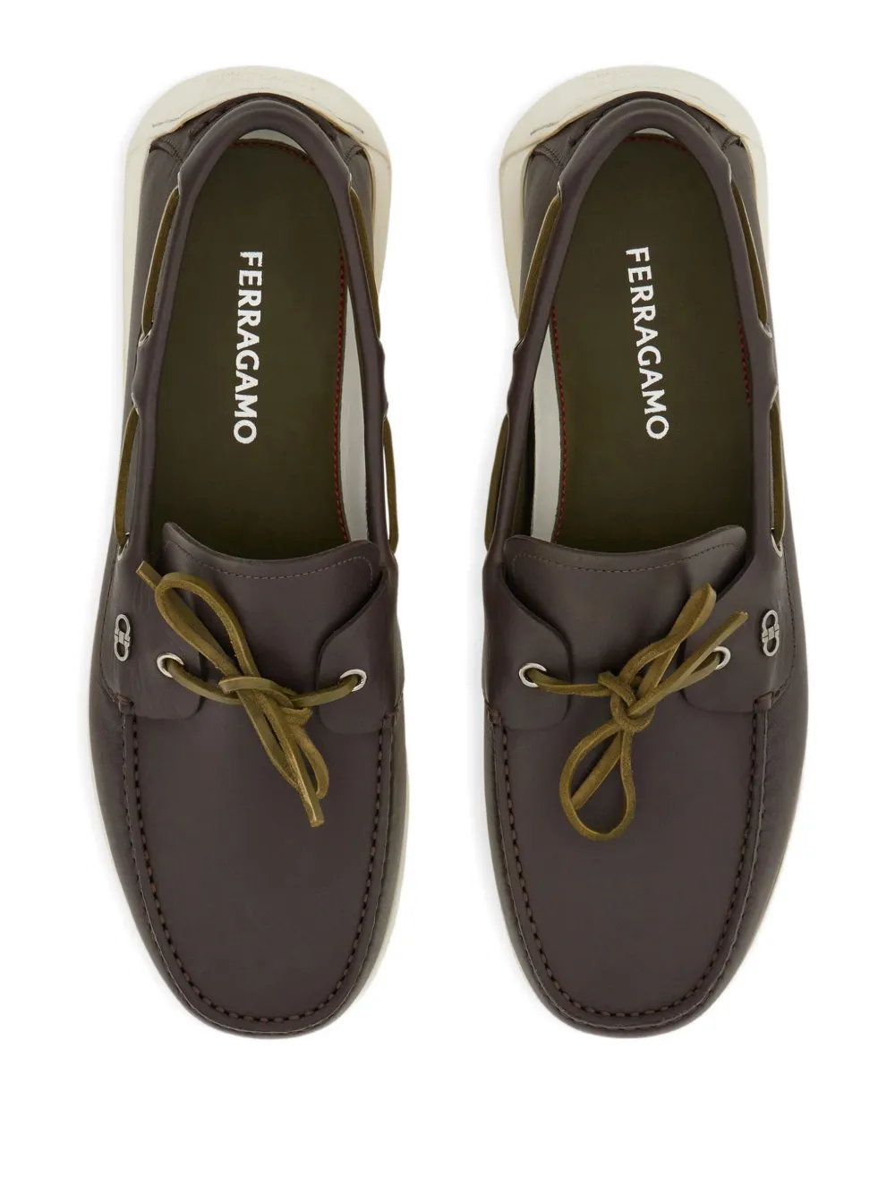 Ferragamo Gancini-plaque boat shoes Brown