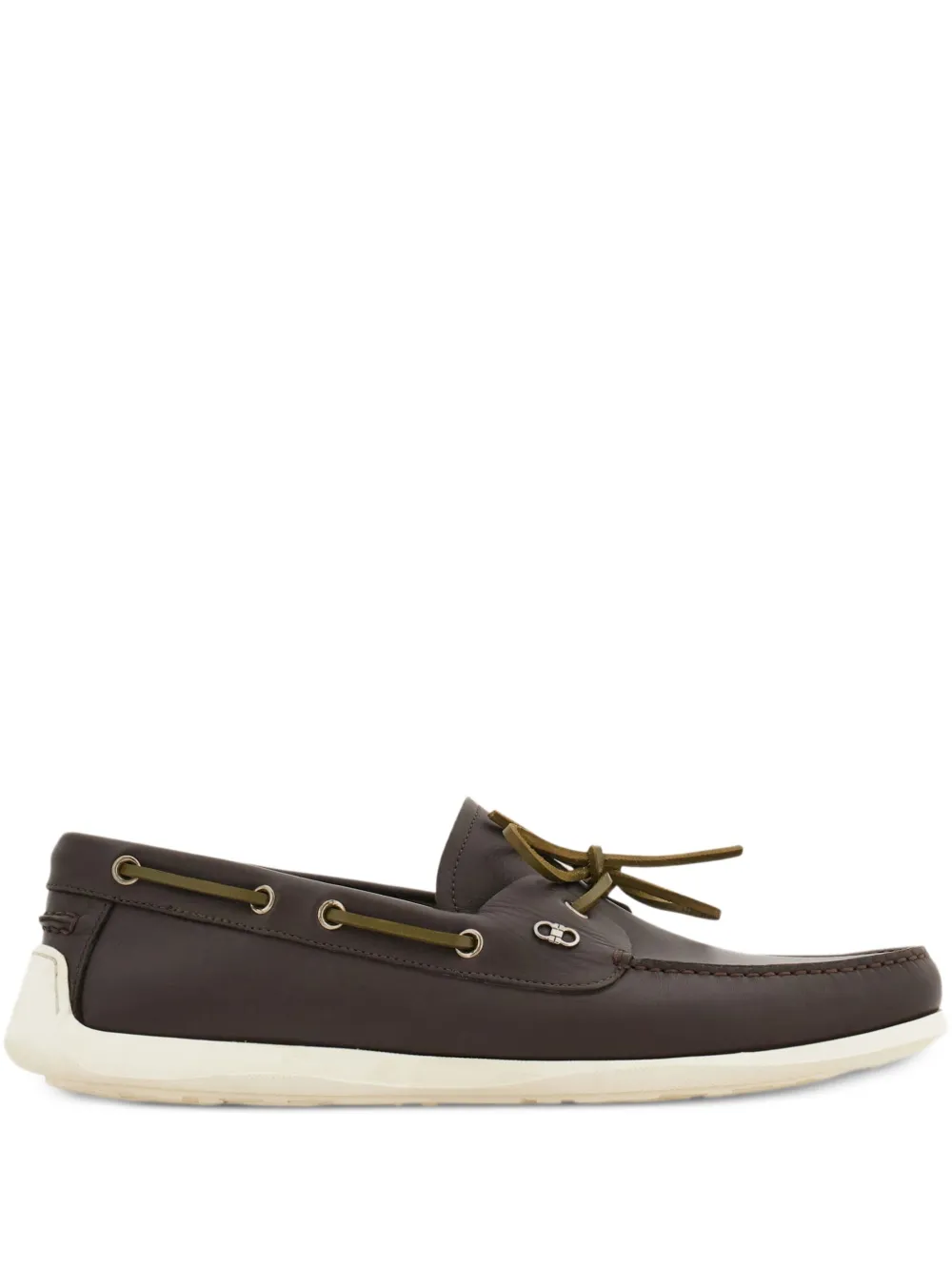 Ferragamo Boat shoe with Gancini ornament Brown
