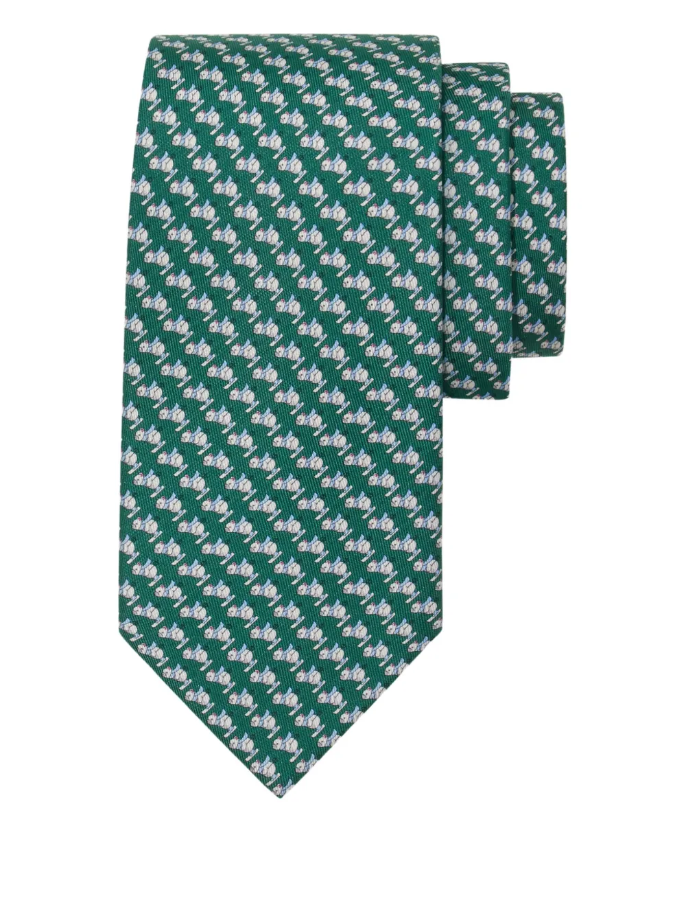 Ferragamo Zijden stropdas met Bear-print Groen