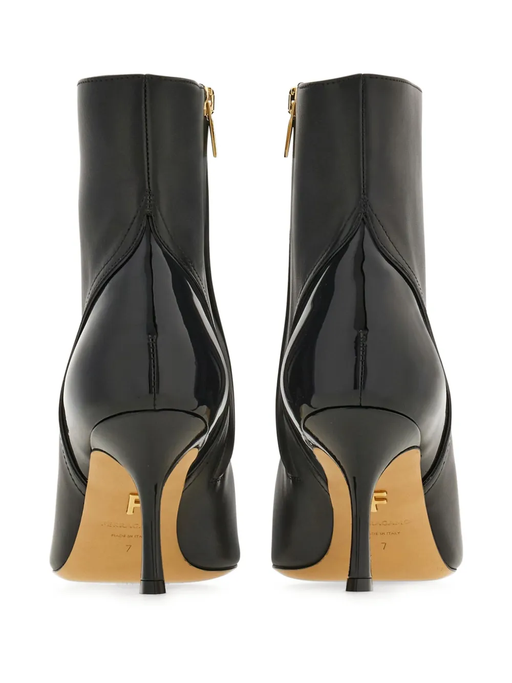 Ferragamo 70 mm leren laarzen Zwart