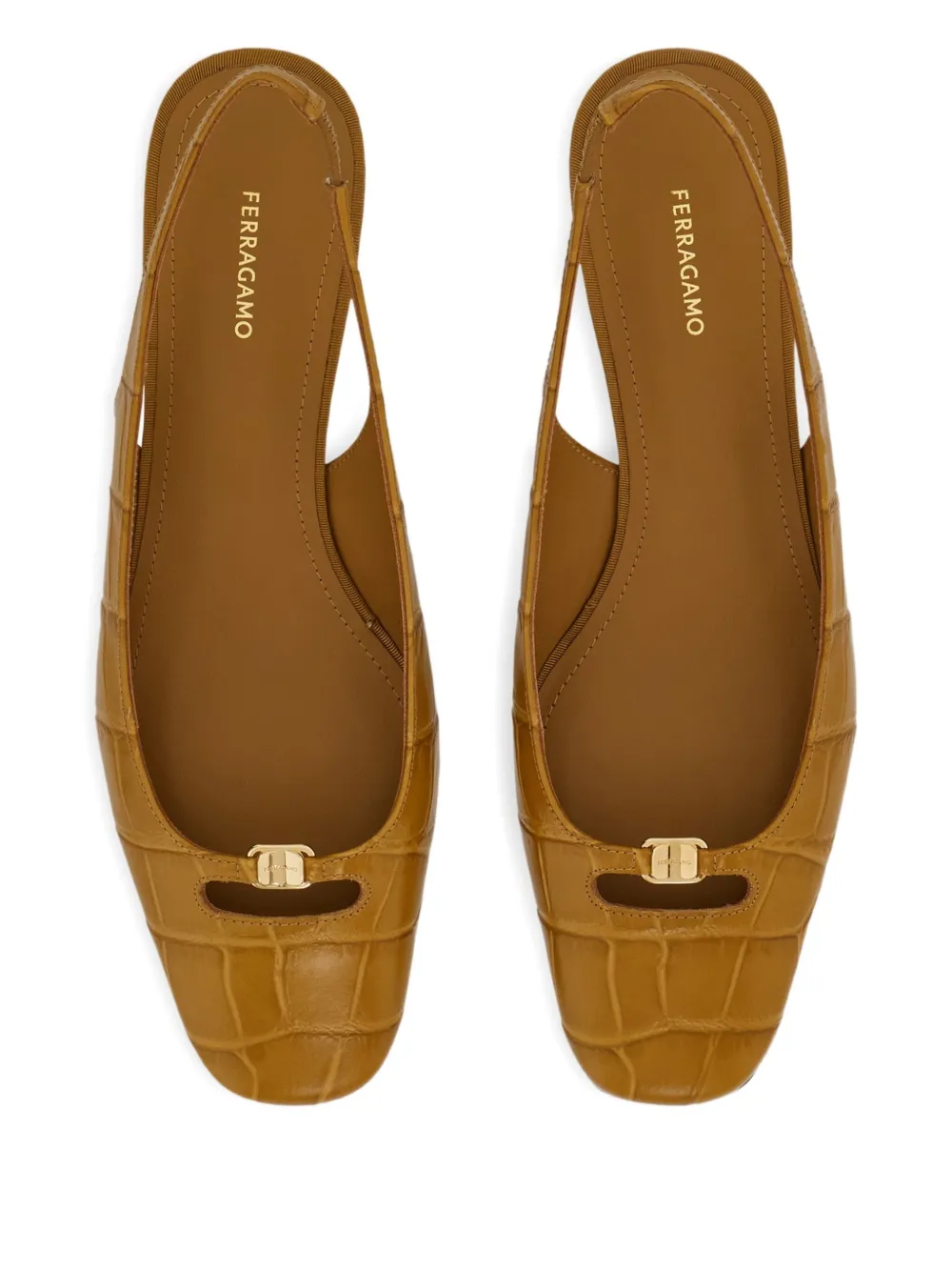 Ferragamo 30mm leather pumps Geel