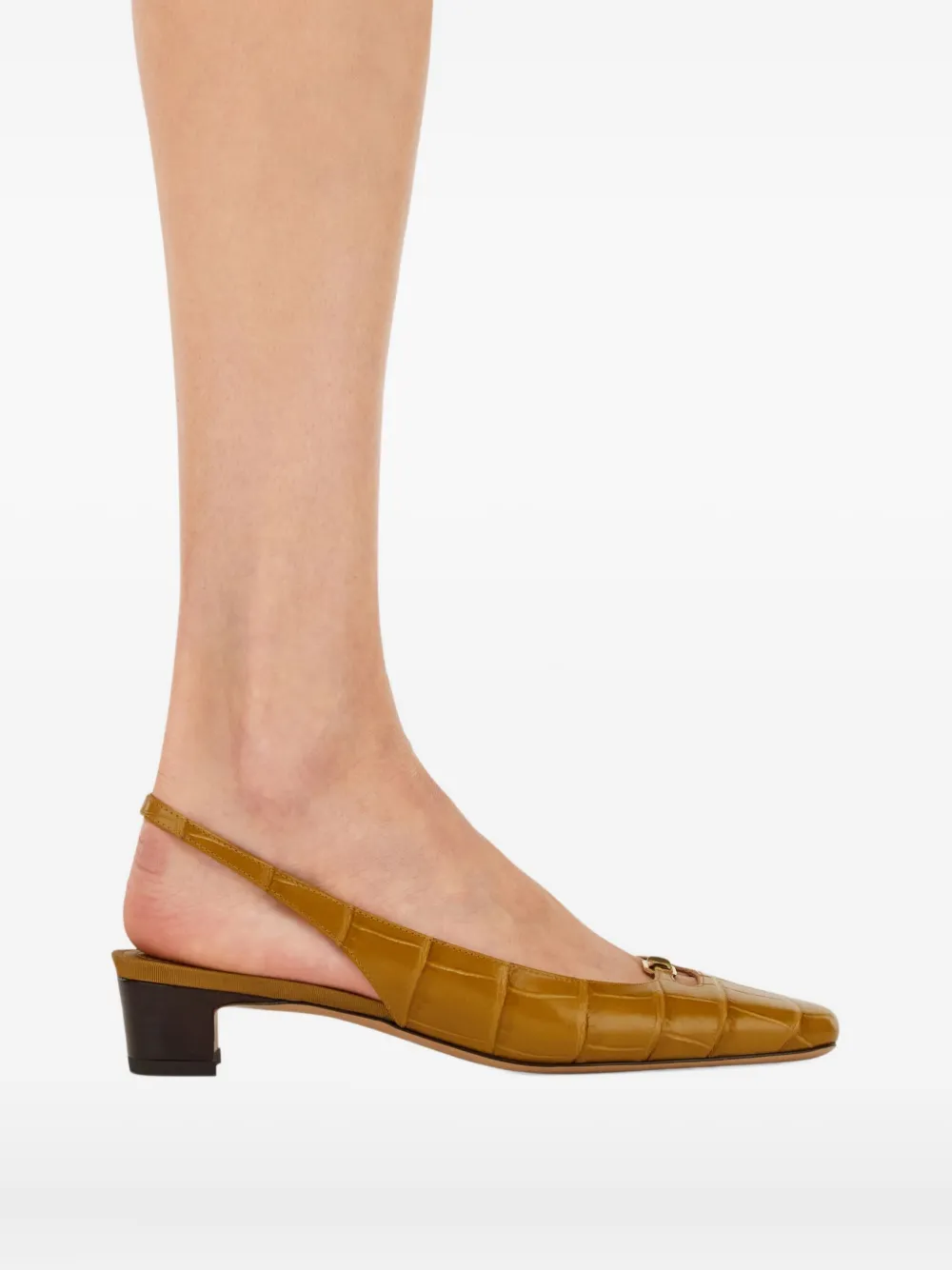 Ferragamo 30mm leather pumps Geel