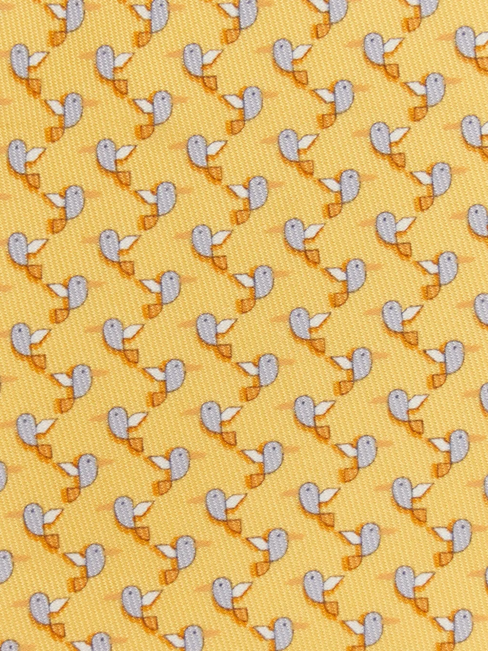 Ferragamo Hummingbird print silk tie - Geel