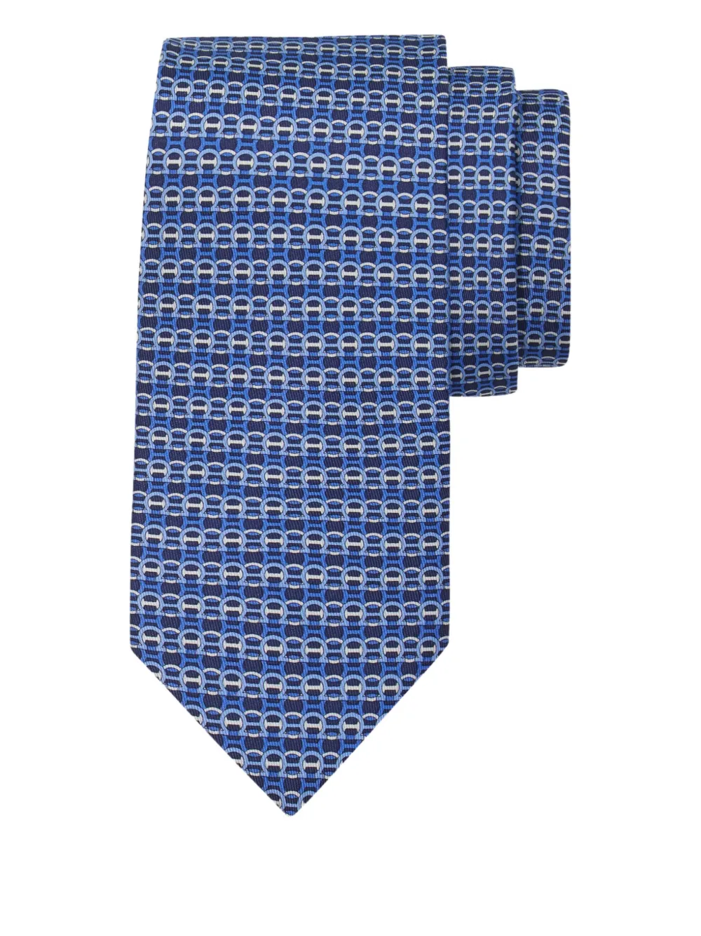 Ferragamo Gancini-print silk tie | Blue | Image 1