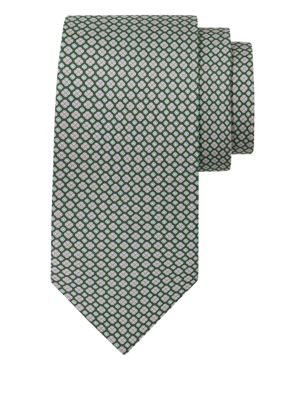 Ferragamo Stropdas met bloemenprint Groen